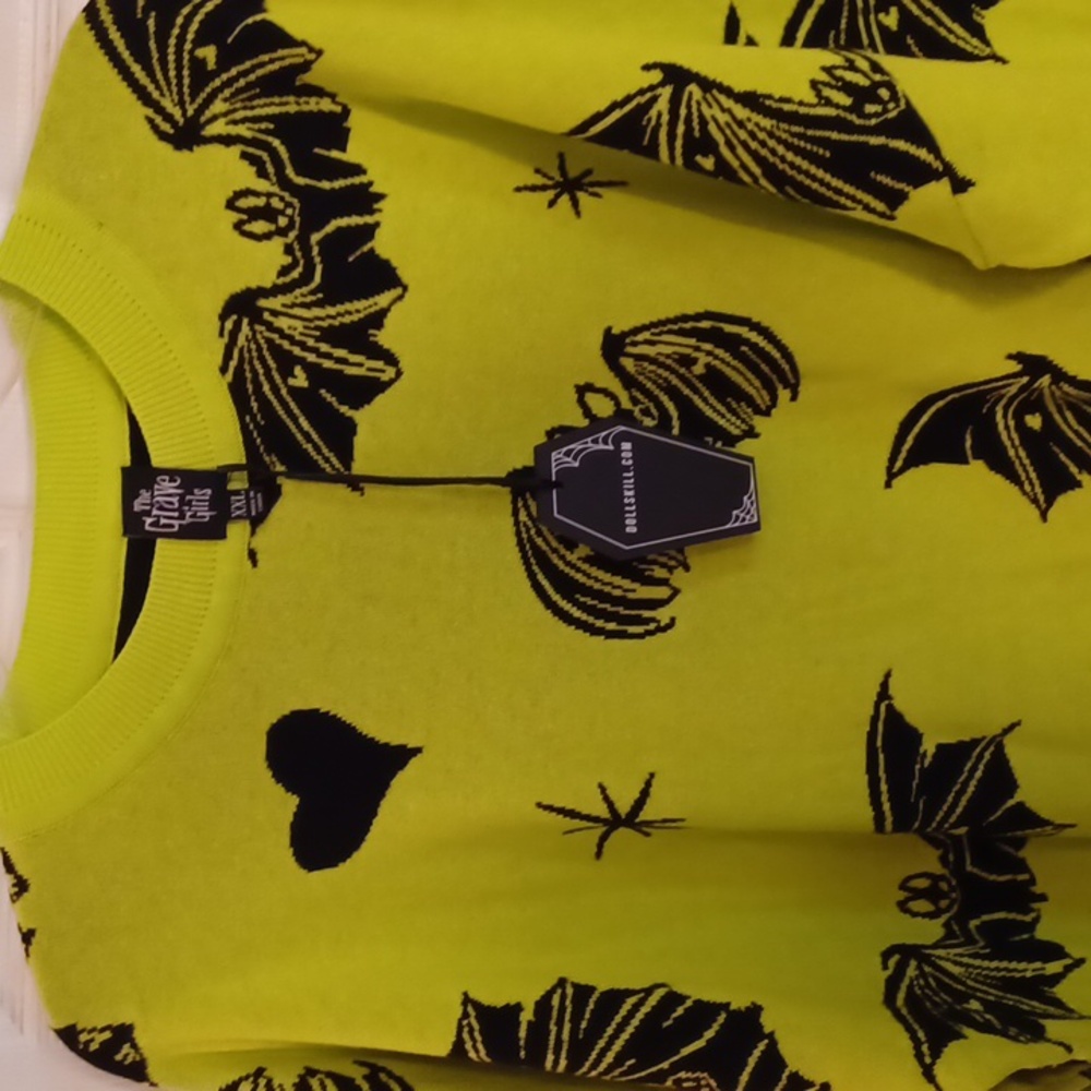 Neon Yellow Bat Sweater - Picture 13 of 13
